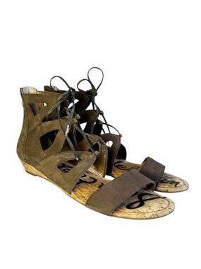 Sam Edelman Sandals DEAN Suede Caged Lace Up Gladiator Wedge